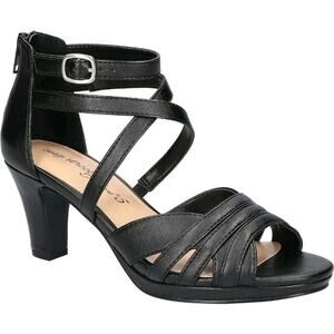 Easy Street ~Woman Size 12M~Black Crissa Ankle Strap Platform Dance Sandals NWOB